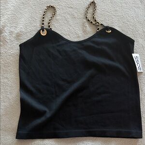 Chic Black Camisole with Chain Straps